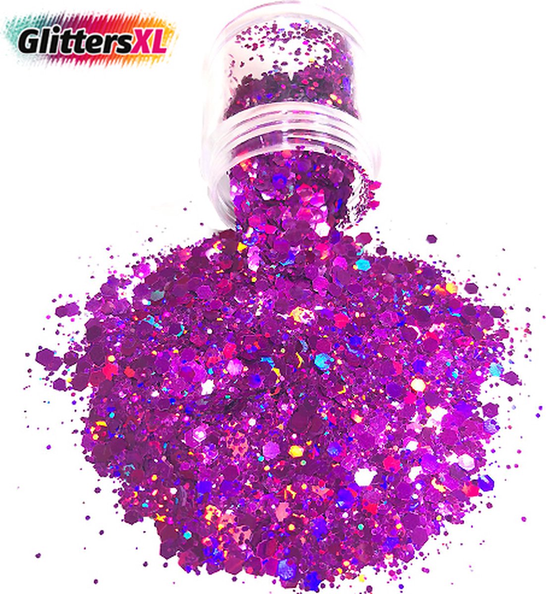 GlittersXL - Chunky Glitters (Paars) (Volume 8g) [Festival Makeup Gezicht Lichaam - Face Body Glitter - Biologisch afbreekbaar - Versiering Dames Volwassen Kinderen]